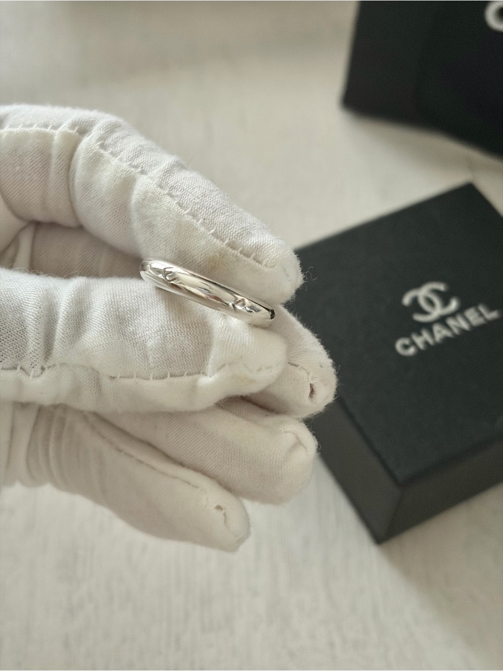 Chanel Sterling Silver Logo Ring - Size 7 - Picture 8 of 10